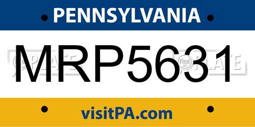 MRP5631 Pennsylvania License Plate