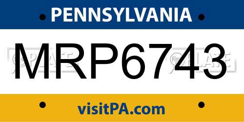 MRP6743 Pennsylvania License Plate