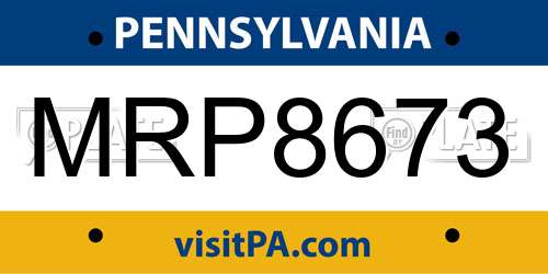 MRP8673 Pennsylvania License Plate
