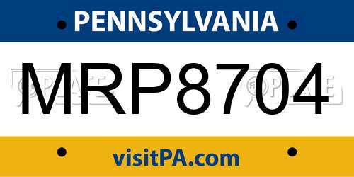 MRP8704 Pennsylvania License Plate