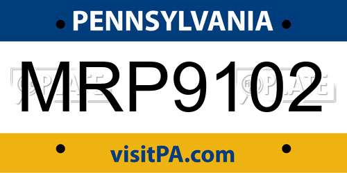 MRP9102 Pennsylvania License Plate