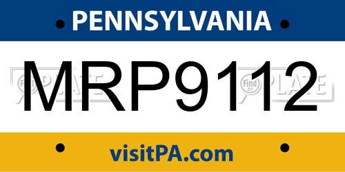 MRP9112 Pennsylvania License Plate