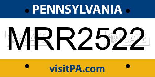 MRR2522 Pennsylvania License Plate
