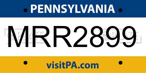 MRR2899 Pennsylvania License Plate
