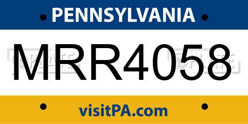 MRR4058 Pennsylvania License Plate