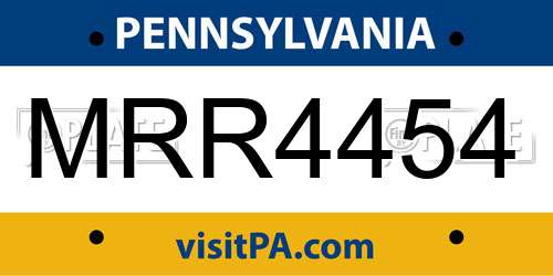 MRR4454 Pennsylvania License Plate