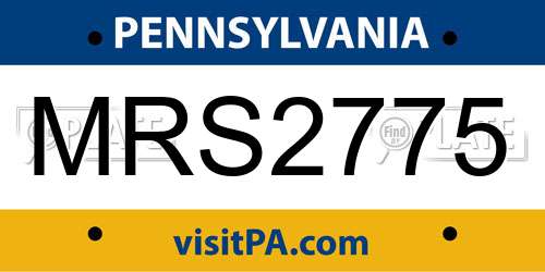 MRS2775 Pennsylvania License Plate