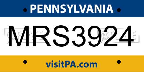 MRS3924 Pennsylvania License Plate