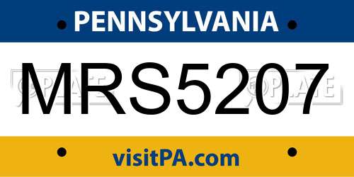 MRS5207 Pennsylvania License Plate