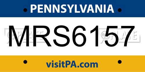 MRS6157 Pennsylvania License Plate