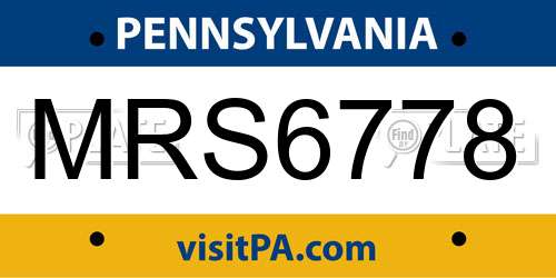 MRS6778 Pennsylvania License Plate