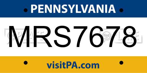 MRS7678 Pennsylvania License Plate