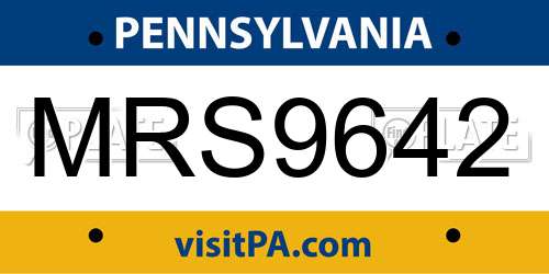 MRS9642 Pennsylvania License Plate