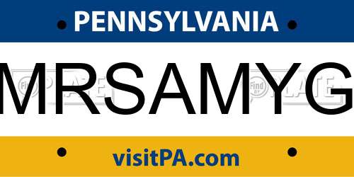 MRSAMYG Pennsylvania License Plate