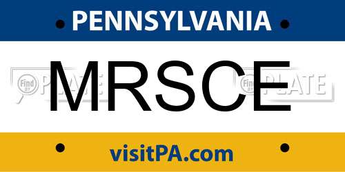 MRSCE Pennsylvania License Plate