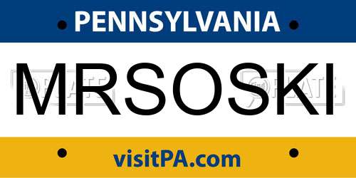 MRSOSKI Pennsylvania License Plate