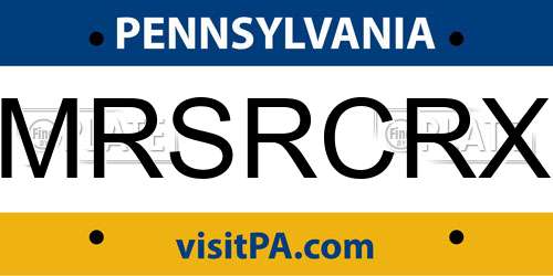 MRSRCRX Pennsylvania License Plate