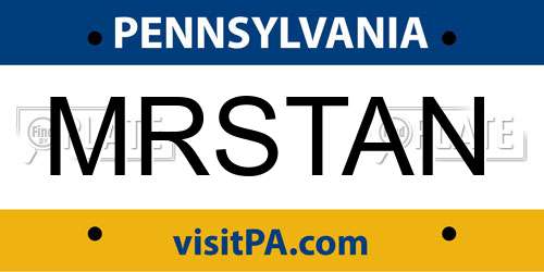 MRSTAN Pennsylvania License Plate
