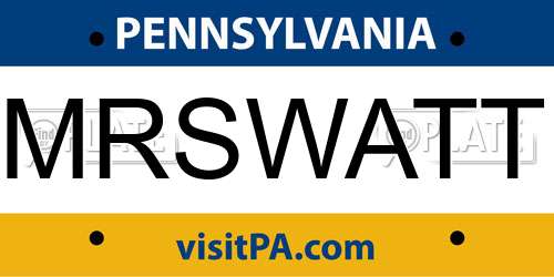 MRSWATT Pennsylvania License Plate