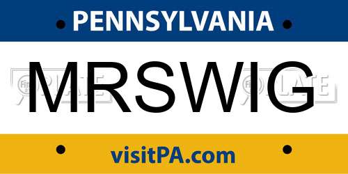 MRSWIG Pennsylvania License Plate