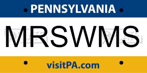 MRSWMS Pennsylvania License Plate