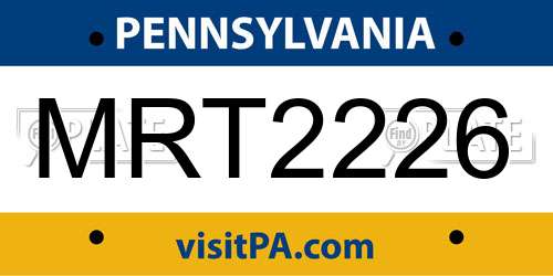 MRT2226 Pennsylvania License Plate