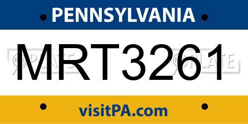 MRT3261 Pennsylvania License Plate