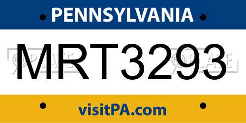 MRT3293 Pennsylvania License Plate