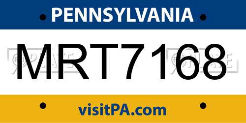 MRT7168 Pennsylvania License Plate