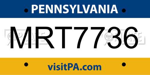 MRT7736 Pennsylvania License Plate