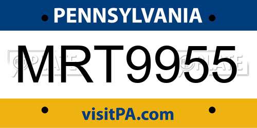 MRT9955 Pennsylvania License Plate