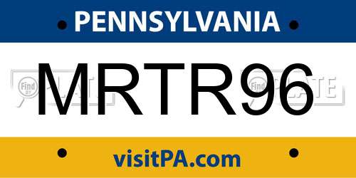 MRTR96 Pennsylvania License Plate