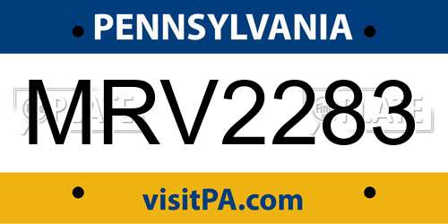 MRV2283 Pennsylvania License Plate