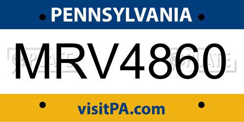 MRV4860 Pennsylvania License Plate