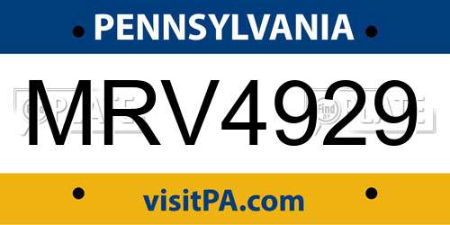 MRV4929 Pennsylvania License Plate
