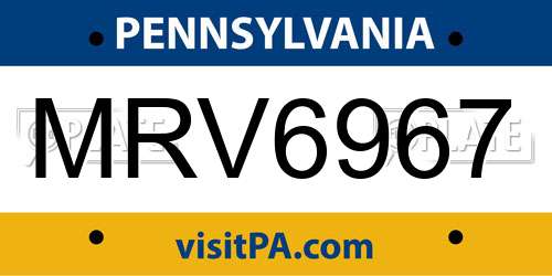 MRV6967 Pennsylvania License Plate