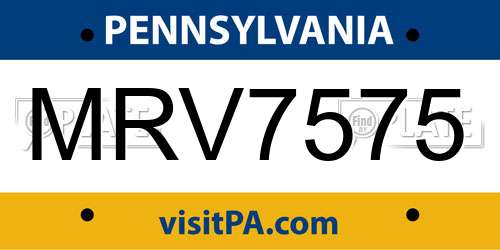 MRV7575 Pennsylvania License Plate