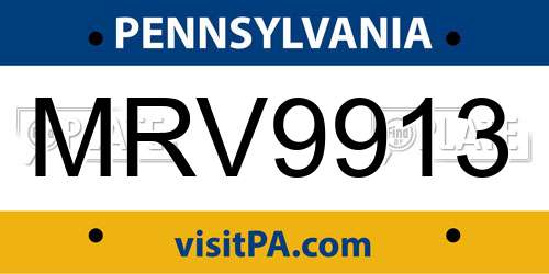 MRV9913 Pennsylvania License Plate