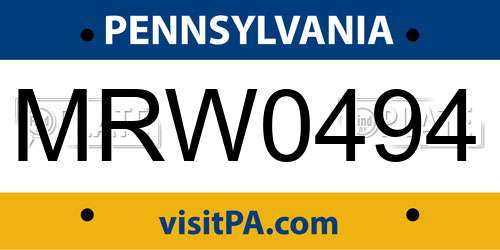 MRW0494 Pennsylvania License Plate