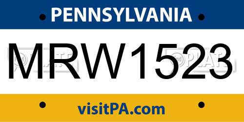 MRW1523 Pennsylvania License Plate