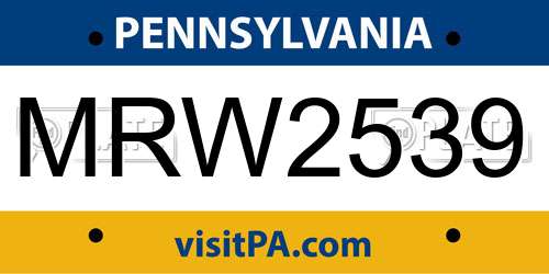 MRW2539 Pennsylvania License Plate