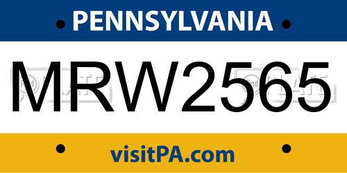 MRW2565 Pennsylvania License Plate