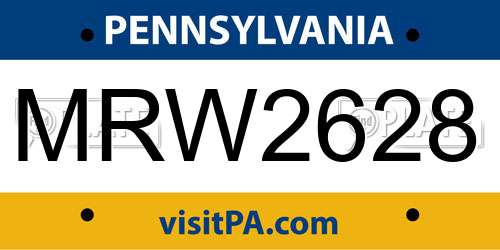 MRW2628 Pennsylvania License Plate