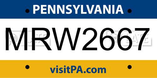 MRW2667 Pennsylvania License Plate
