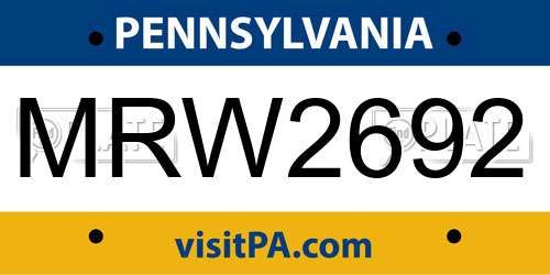 MRW2692 Pennsylvania License Plate