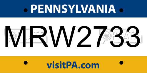 MRW2733 Pennsylvania License Plate