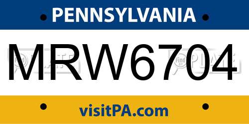 MRW6704 Pennsylvania License Plate