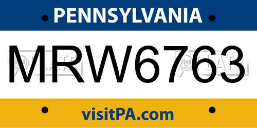 MRW6763 Pennsylvania License Plate