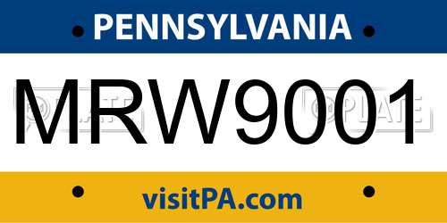 MRW9001 Pennsylvania License Plate