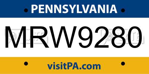 MRW9280 Pennsylvania License Plate